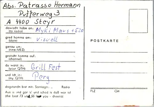 12132 - QSL - CB , Österreich , Steyr , Kachelofen