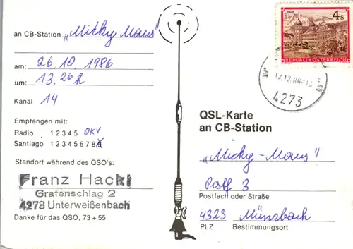 12133 - QSL - CB , Österreich , Unterweissenbach , Knight Rider
