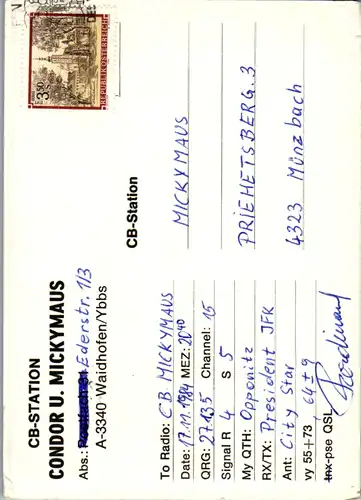 12150 - QSL - CB , Österreich , Waidhofen / Ybbs , Condor , Mickymaus