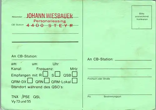 12171 - QSL - CB , Österreich , Haidershofen , Dorf , Enns , Jaguar