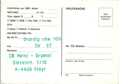 12177 - QSL - CB , Österreich , Steyr , Helmi , Brummi
