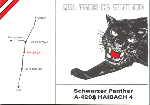 12188 - QSL - CB , Österreich , Haibach , Schwarzer Panther