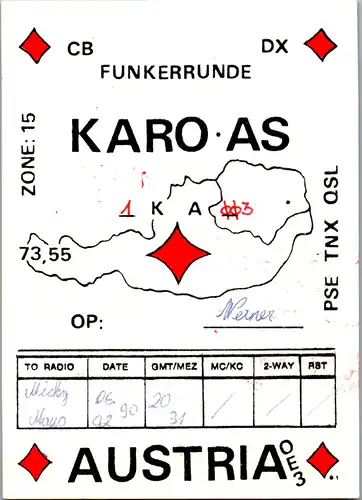 12190 - QSL - CB , Österreich , Funkerrunde Karo As