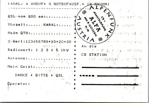 12196 - QSL - CB , Österreich , Bad Goisern , Oberetraun , Bad Ischl , Alpenfunk