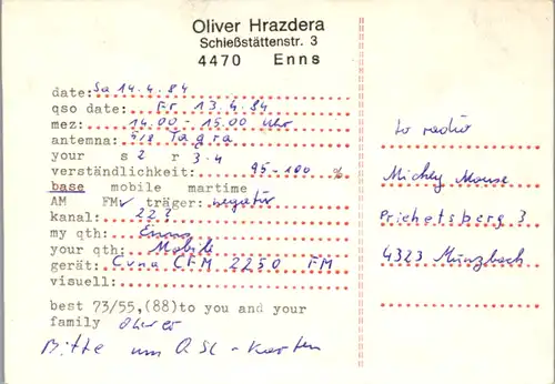 12198 - QSL - CB , Österreich , Enns , Boeing 747