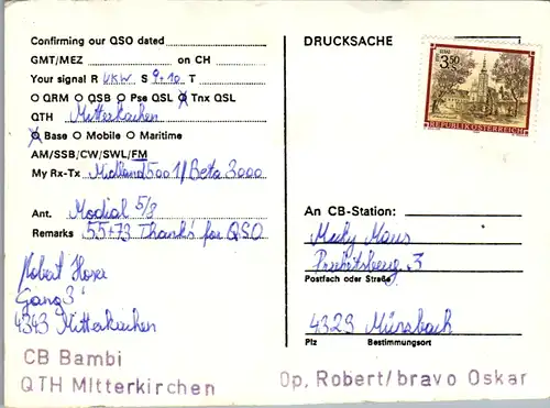 12199 - QSL - CB , Österreich , Mitterkirchen , Bambi