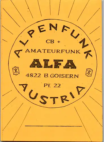 12205 - QSL - CB , Österreich , Bad Goisern , Alpenfunk , Alfa