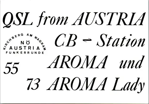 12210 - QSL - CB , Österreich , Kirchberg am Wagram , Aroma , Aroma Lady