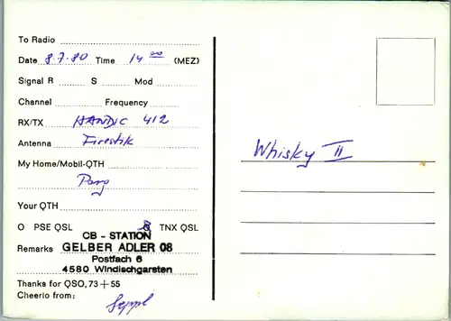 12218 - QSL - CB , Österreich , Windischgarsten , Gelber Adler 08