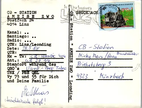 12239 - QSL - CB , Österreich , Linz , Ameise Zwo