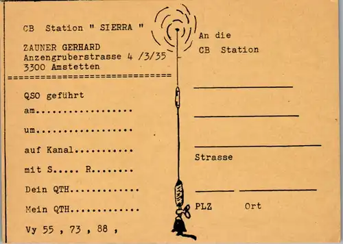 12245 - QSL - CB , Österreich , Amstetten , Sierra