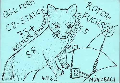12264 - QSL - CB , Österreich , Münzbach , Roter Fuchs