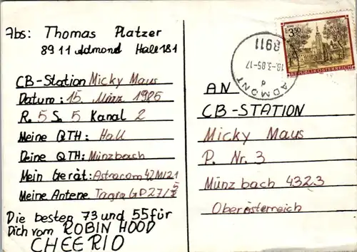 12267 - QSL - CB , Österreich , Admont , Robin Hood