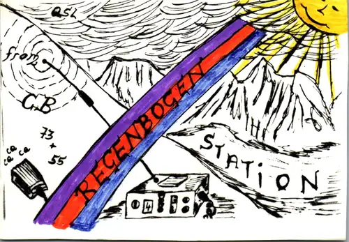 12275 - QSL - CB , Österreich , Wels , Regenbogen , Grauer Wolf