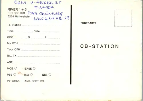 12276 - QSL - CB , Österreich , Grünburg , Hattersheim , River 1 + 2