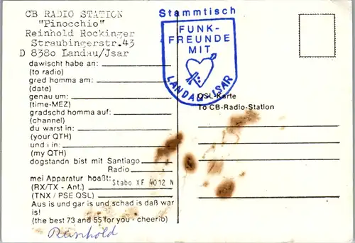 12285 - QSL - CB , Deutschland , Landau / Isar , Pinocchio