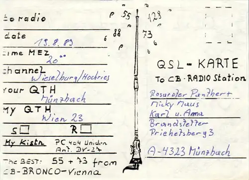 12313 - QSL - CB , Österreich , Wien , Bronco & Lady