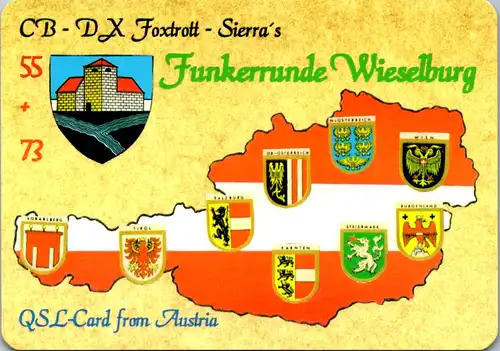 12316 - QSL - CB , Österreich , Funkerrunde Wieselburg , Foxtrott , Sierra's