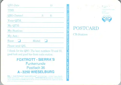 12316 - QSL - CB , Österreich , Funkerrunde Wieselburg , Foxtrott , Sierra's
