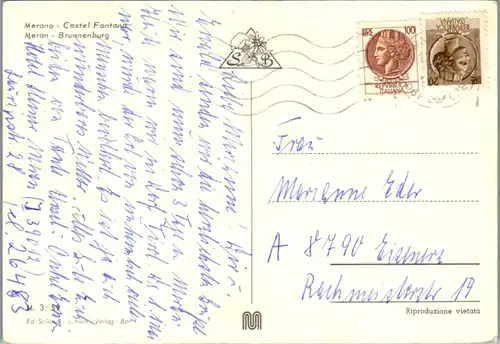 12337 - Italien - Meran , Merano , Castel Fontana , Brunnenburg - gelaufen 1976