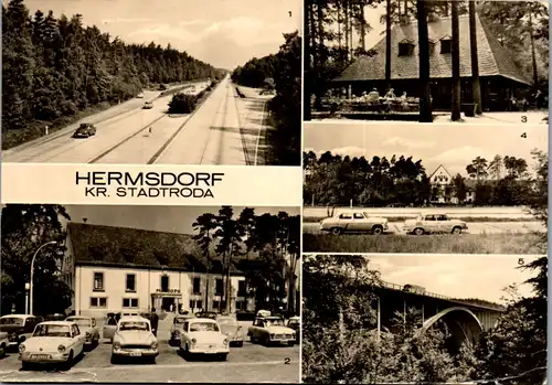 12361 - Deutschland - Hermsdorf , Autobahn Berlin Schleiz , Mitrope Rasthof , Teufelstalschenke , Mehrbildkarte - gelaufen 1972