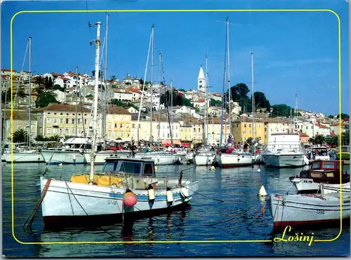 12366 - Kroatien - Mali Losinj , Hafen , Segelboot , Fischer - gelaufen 1996