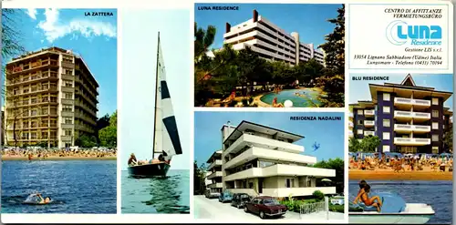 12373 - Italien - Lignano Sabbiadoro , La Zattera , Luna Residence , Residenza Nadalini , Blu Residence - gelaufen 1981