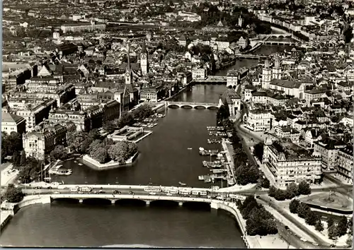 12380 - Schweiz - Zürich , Quaibrücke , Limmat , Altstadt , Brücke - nicht gelaufen