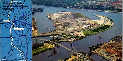 12383 - Deutschland - Hamburg , Köhlbrand Brücke , Container Terminal , Elbtunnel , Altona - nicht gelaufen