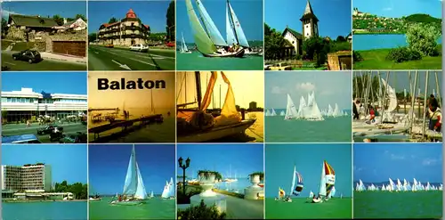 12384 - Ungarn - Balaton , Plattensee , Mehrbildkarte , Segelboot - gelaufen 2003
