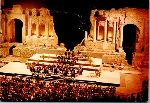 12385 - Italien - Taormina , Teatro Greco , Estate musicale , Grichisches Theater - nicht gelaufen