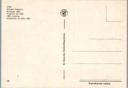 12391 - Italien - Sizilien , Etna , Rifugio Sapienza , Vulkan Ausbruch 1983 - nicht gelaufen