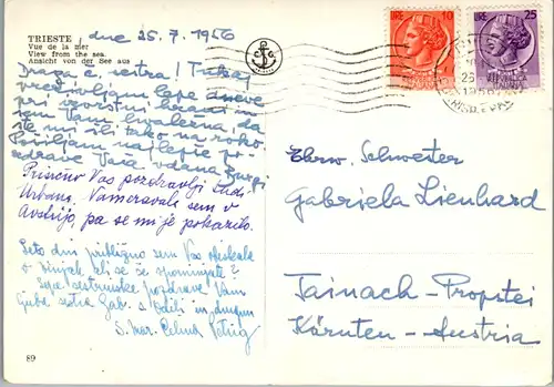 12424 - Italien - Trieste , Triest , Veduta dal mare , Hafen , Bucht - gelaufen 1956