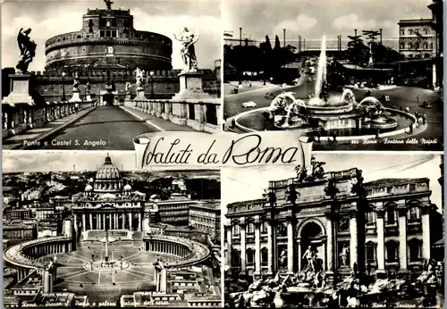 12426 - Italien - Roma , Rom , Ponte e  Castel S. Angelo , Fontana , Piazza S. Pietro - nicht gelaufen 1956