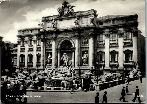 12427 - Italien - Rom , Roma ,Fontana di Trevi , Trevi Fountain , Brunnen , Nachgebühr Stempel - gelaufen 1960