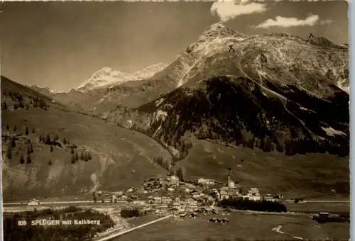 12432 - Schweiz - Splügen mit Kalksberg , Panorama - gelaufen 1950