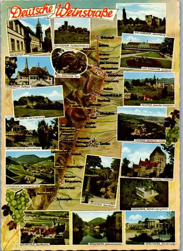 12443 - Deutschland - Landkarte , Deutsche Weinstraße - gelaufen