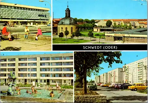 12445 - Deutschland - Schwedt , Oder , Centrum Warenhaus , Wohnkomplex , Lenin Allee , Mehrbildkarte - gelaufen 1980