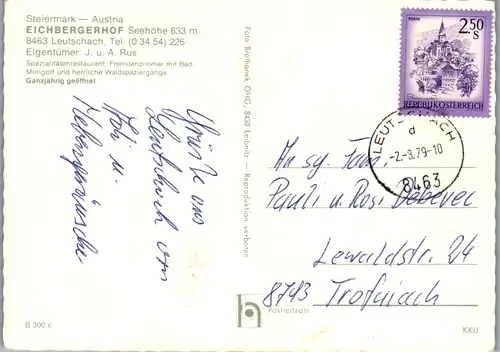 12483 - Steiermark - Leutschach , Weingut , Pension Eichberghof , Mehrbildkarte , J. u. A. Rus - gelaufen 1979