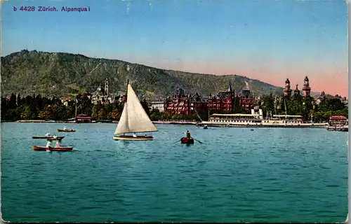 12520 - Schweiz - Zürich , Alpenquai Panorama - gelaufen 1928