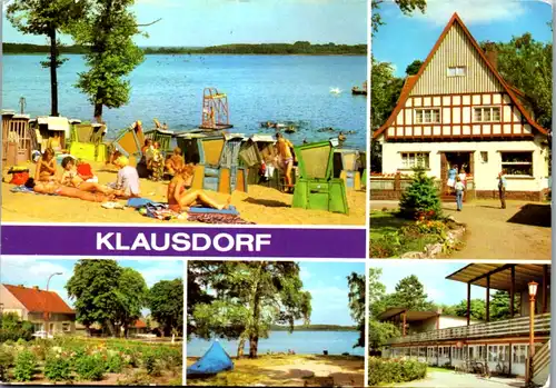 12557 - Deutschland - Klausdorf , Kr. Zossen , staatlich anerkannter Erholungsort , Strandbad , Jugendherberge , Dorfaue, Campingplatz , Ferienheim , Mehrbildkarte  - gelaufen
