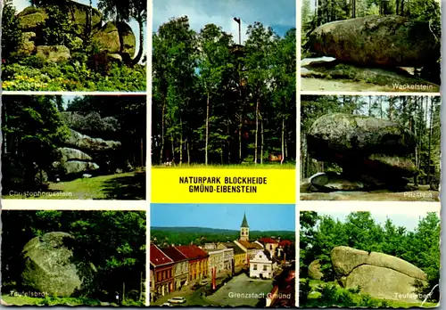 12560 - Niederösterreich - Naturpark Blockheide Gmünd Eibenstein , Pilzstein , Teufelsbrot , Grenzstadt Gmünd , Mehrbildkarte - gelaufen 1982