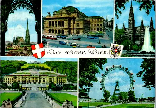 12628 - Wien - Stephansdom , Oper , Rathaus , Schönbrunn , Riesenrad , Mehrbildkarte - gelaufen 1981