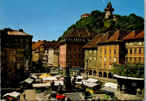 12631 - Steiermark - Graz , Hauptplatz mit Schloßberg - gelaufen 1969
