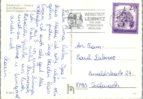 12652 - Steiermark - Leibnitz , Sulm Badeseen , Schloß Seggau - gelaufen 1979