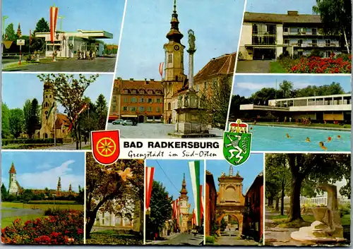 12654 - Steiermark - Bad Radkersburg , Hauptplatz , Parkbad , Grenze zu Jugoslawien , Stadtmauer , Mehrbildkarte - nicht gelaufen