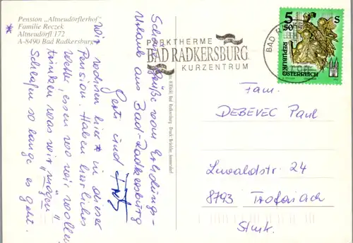 12666 - Steiermark - Bad Radkersburg , Pension Altneudörflerhof , Familien Reczek - gelaufen