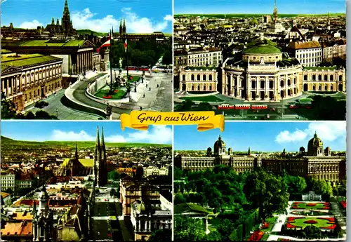 12676 - Wien - Rathaus , Parlament , Votivkirche , Volksgarten , Mehrbildkarte - gelaufen 1980