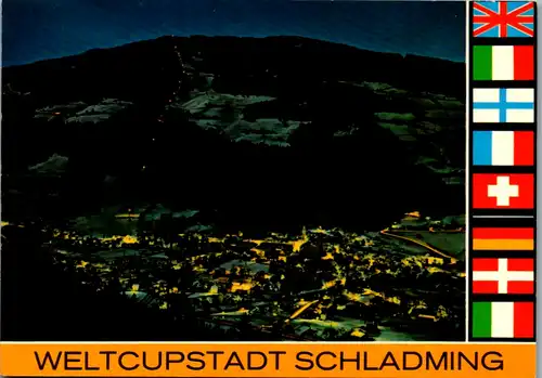 12677 - Steiermark - Schladming bei Nacht , Planai , Weltcup - gelaufen 1986