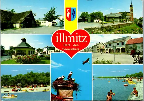 12691 - Burgenland - Illmitz im Seewinkel , Pusztascheune , St. Bartholomäus Quelle , Storch , Mehrbildkarte - gelaufen